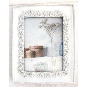 Shabby Chic Photo Frame 5 X 7 White Roses Vertical & Horizontal French Country